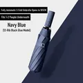 Navy blue automatic 3-fold folding umbrella with reinforced 12-rib frame and black coating - 12 Ribs Enlarged / Navy Blue