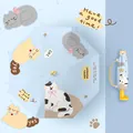 Cute cartoon cat pattern folding sun and rain umbrella for women, portable and stylish - Manual Model / 55cmx8K / Yellow