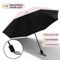 Pink and black folding umbrella with 95cm diameter under-canopy and manual black handle - Manual 8-Bone Regular UV / Light Pink