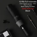 Twelve-rib fully automatic black folding umbrella with safety reflective edge and 105cm canopy - 12-Rib Fully Automatic / Black