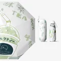 Portable mini 5-fold sun umbrella with matcha green beverage design and storage case - Digital Print (5-Fold Mini Style) / 8-Rib 5-Fold Umbrella (With Eye Case) / Matcha Drink