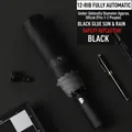 Automatic folding black umbrella with twelve durable ribs and safety reflective strip trim - 12-Rib Enlarged Automatic Style / Black