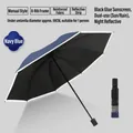 Navy blue manual folding umbrella featuring reflective safety edge and 8-rib frame - 8-Rib Manual / Navy Blue
