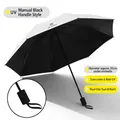 Manual folding sun and rain umbrella with UV protection coating and black handle design - Manual 8 Ribs Standard Style / Off White