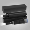 Luxe zwarte automatische paraplu met LED-zaklamp handvat en stijlvolle geschenkdoos - Volautomatische Omgekeerde Paraplu (Hoes + Cadeaubox) / LED Licht/Reflecterend/10 Baleinen / Rookblauw