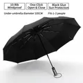 Durable automatic 10-rib windproof folding umbrella in business black for sun and rain - 10 Ribs Enlarged / Black