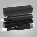 Premium zwarte automatische paraplu met ingebouwde zaklamp handvat en geschenkdoos - Volautomatische Omgekeerde Paraplu (Hoes + Cadeaubox) / LED Licht/Reflecterend/10 Baleinen / Lichtblauw