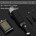 Military green automatic reverse umbrella with LED flashlight handle - 10-Rib Automatic with LED / Forest Green