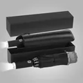 Automatische opvouwbare paraplu met LED-zaklamp en luxe zwarte geschenkdoos - Volautomatische Omgekeerde Paraplu (Hoes + Cadeaubox) / LED Licht/Reflecterend/10 Baleinen / Grijs