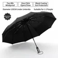 Ombrello pieghevole automatico nero business, diametro 105 cm con design a 10 stecche - 10 Stecche Ingrandito / Nero