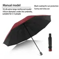 Wine red manual folding umbrella with black UV coating, 10 reinforced ribs, large size - Manual 10 Ribs Extra Large / Diameter 105cm / Burgundy