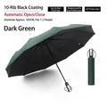 Large 10-rib automatic folding umbrella in dark green for sun and rain protection - Large 10-Rib Automatic Black Glue / Dark Green