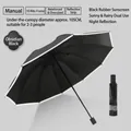 Obsidian black folding umbrella with reflective edge and 10-rib reinforced frame - 10-Rib Large Manual / Black