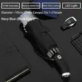 Automatic navy blue foldable umbrella with LED light handle and 105cm diameter coverage - 10-Rib Automatic with LED / Smoky Blue