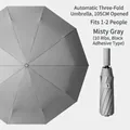 Mist grey 10-rib fully automatic folding umbrella with vinyl sun protection coating - 10 Ribs Enlarged / Mist Grey