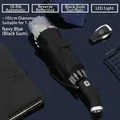 Automatic inverted navy blue umbrella with LED handle and reflective edge - 10-Rib Enlarged Reverse Automatic LED Flagship Style / Smoky Blue