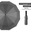 Donkergrijze volautomatische 12-ribben opvouwbare paraplu met 105 cm diameter kap - Volautomatische Vergrote Stijl met 12 Baleinen en Zwarte Coating / donkergrijs