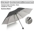 8-rib manual business black folding umbrella with 95cm diameter for sun and rain - 8-Rib Manual Silver Glue / Business Black