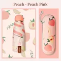 Compact portable five-fold peach pattern sun and rain umbrella with pink storage case - 6 Ribs, Capsule Case / Peach