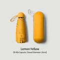 Compact lemon yellow 5-fold sun umbrella with capsule case and UPF50+ protection - Compact Mini Series / 6-Rib 5-Fold (Capsule Case) / Lemon Yellow