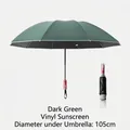 Dark green automatic folding umbrella with black glue UV protection and 105cm diameter - 10-Rib Automatic Mechanical Explosion-proof / Dark Green