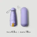 Ultra-light purple mini folding sun umbrella with a compact portable storage case - Compact Mini Series / 6-Rib 5-Fold (Capsule Case) / Light Purple