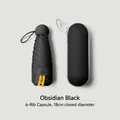 Mini obsidian black capsule umbrella, 6-rib folding design with 18cm storage case - Compact Mini Series / 6-Rib 5-Fold (Capsule Case) / Black