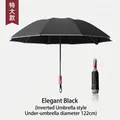 Elegant black automatic folding reverse umbrella with 122cm diameter - Reflective Umbrella Series / 10-Rib Fully Automatic Extra Large Reverse Style (Mechanical Safety) / Elegant Black