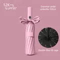 Pink fully automatic folding sun and rain umbrella with 12 ribs and cute bow tie detail - 12-Rib Automatic Series / Light Pink
