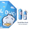 Portable mini 5-fold blue umbrella with cartoon duck pattern and capsule case - 8 Ribs-With Case / Blue Duck