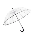 Großer 16-Speichen Automatik-Regenschirm, transparent mit schwarzem Rand. - 16-Rippen Langgriff Automatik / Transparent mit Schwarzem Rand