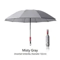 Large automatic folding umbrella in mist gray with 122cm diameter coverage. - Reflective Umbrella Series / 10-Rib Fully Automatic Extra Large Reverse Style (Mechanical Safety) / Mist Grey