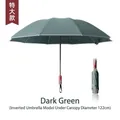 Extra large automatic reverse folding umbrella in dark green with 122cm canopy - Reflective Umbrella Series / 10-Rib Fully Automatic Extra Large Reverse Style (Mechanical Safety) / Forest Green