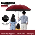 Sturdy oversized wine red sun and rain umbrella with 130cm diameter for 2-3 people - Manual Jumbo 10 Ribs / Diameter approx. 130cm / Burgundy