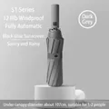 Dark gray automatic 12-rib folding umbrella with sun protection for sun and rain - S Series (Enlarged 12 Ribs) / Under Umbrella Diameter 107cm / Gray