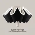 Full automatic reverse folding umbrella with luminous LED edge in beige and black variant - 10-Rib Enlarged Automatic (Xiaomi 3 LED Light Model) / Sycamore Beige