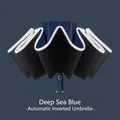 Deep blue fully automatic inverted folding umbrella with safety reflective edge - Reflective Umbrella Series / 10-Rib Enlarged Automatic Reverse Style (Xiaomi Style 3) / Navy Blue