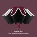 Fully automatic reverse folding umbrella with reflective edge strip in Jujube Red color - 10-Rib Enlarged Automatic (Xiaomi 3 LED Light Model) / Jujube Red