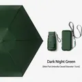 Compact dark green mini folding UV sun umbrella with portable lanyard storage case - 6-Rib 6-Fold / Mini Case Style / Night Green