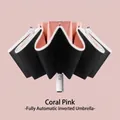 Fully automatic reverse folding umbrella with reflective edge in coral pink - 10-Rib Automatic / Light Pink
