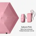 Ultralight cherry blossom pink mini foldable umbrella with portable carrying case - 6-Rib 6-Fold / Mini Case Style / Sakura Pink
