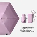 Ultra-light lavender purple mini folding sun umbrella with 15cm compact carrying case - 6-Rib 6-Fold / Mini Case Style / Elegant Purple