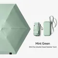Ultra-light portable mini flat umbrella in mint green with matching storage case and strap - 6-Rib 6-Fold / Mini Case Style / Mint Green
