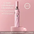 Compact automatic pink umbrella with 12 ribs windproof frame and UV protection coating - 12-Rib Fully Automatic / Light Pink