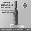 Premium dark grey 10-rib automatic folding umbrella, wind resistant, 105cm diameter - 10-Rib Automatic / Dark Gray