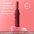 Premium wine red fully automatic 10-rib windproof folding umbrella with 105cm diameter - 10-Rib Automatic / Burgundy