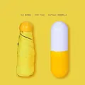 Ultra-compact portable yellow mini capsule sun umbrella with UV protection and 5-fold design - 5-Fold Capsule Umbrella / Champagne Yellow
