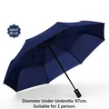 Navy blue automatic folding umbrella with 97cm diameter and windproof design - Plain] 8 Bone-navy blue / Fully automatic] folding series