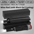 Wine red automatic reverse folding umbrella with LED handle light and 10 ribs frame - 10-Rib Auto Inverted LED Light Gift Box / Burgundy