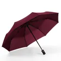 Automatic folding windproof wine red umbrella for effective rain and sun protection - Plain] 8 Bone-wine red / Fully automatic] folding series